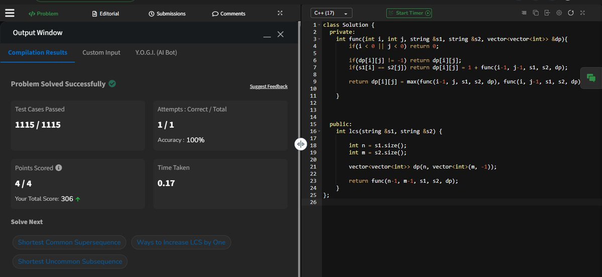 VanshSura's tweet photo. Just completed LCS from @striver_cp. 🔥
The best part wasn't the DP—it was understanding why the recurrence works instead of memorizing it.
How do you retain DP patterns after solving them once? 🤔
#DSA #DynamicProgramming https://t.co/qC34heikiO