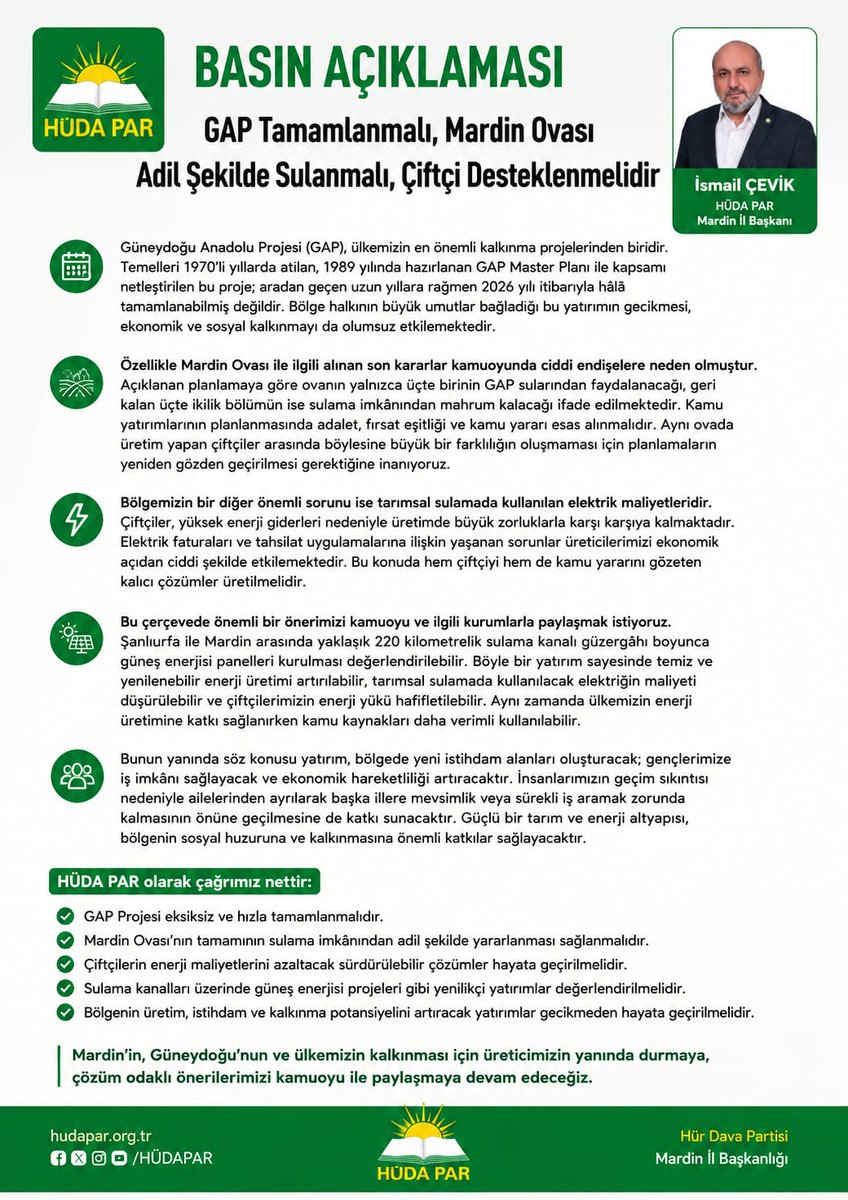ismailcevik47's tweet photo. Soruyoruz
50 Yıldır GAP Sulama Projesi niye bitmiyor?
Bölgemizin özellikle sulama alanındaki en büyük kangren elektrik sıkıntısının giderilmesi için Şanlıurfa Mardin arası 220 km'lik sulama kanalı üzerinde yerli üretim GES kurulmalıdır
Milli, Bölgesel en büyük sosyal kazanım olur https://t.co/iWyu3rRh2C