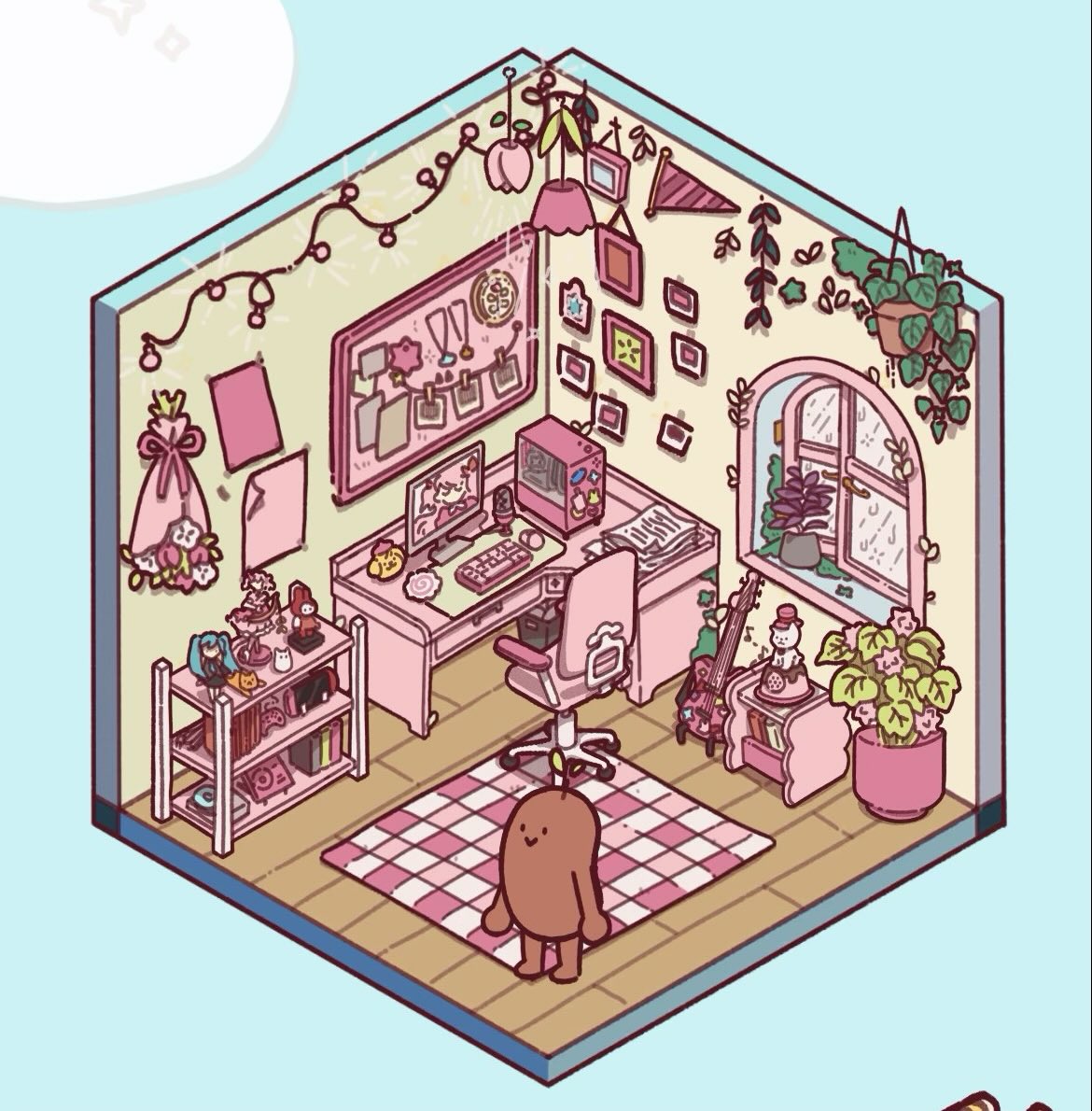 evercchino's tweet photo. i finished decorating the first room hehe yay 🩷 https://t.co/6HygY8SMUN