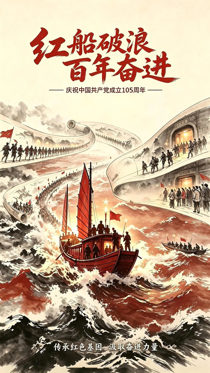 storm_ray2's tweet photo. 今天我们迎来中国共产党成立105周年。如今我们随手可吃饱穿暖、出门高铁飞机、看病有医保、家家户户安居乐业，可很多年轻人不曾深究：这份安稳幸福，是百年间无数先辈踏过血海、闯过绝境，一步一步硬闯出来的。 https://t.co/WwG8YB2MFQ