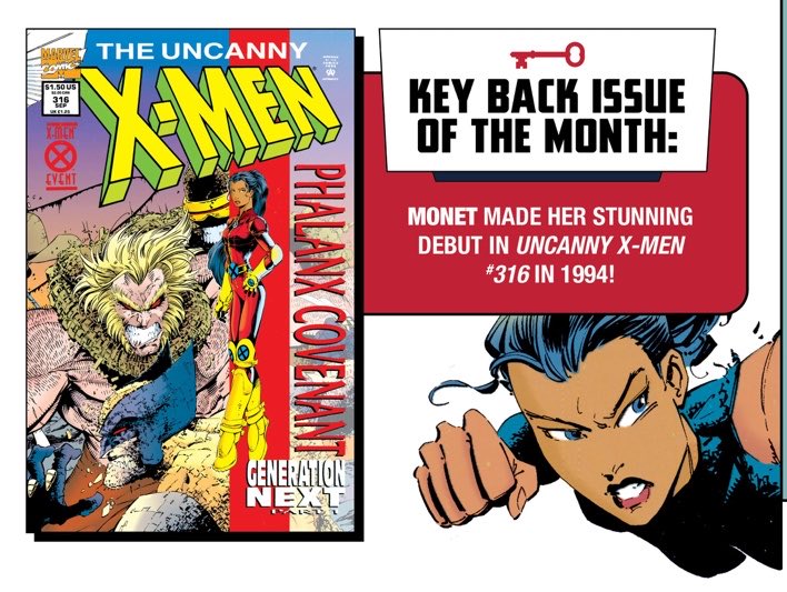 metzintlil's tweet photo. the first ever appearance of monet st croix (technically, m-twins) acknowledged in the issue of x-men united #5, the debut of my favorite character ❤️❤️ https://t.co/BFgUkTnqvc
