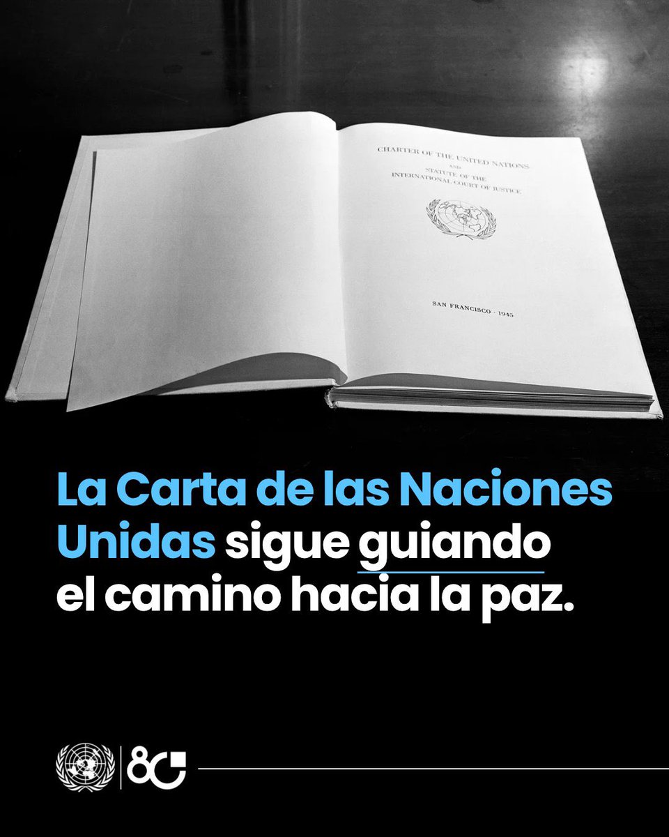 ONUDHmexico's tweet photo. Hace 81 años, 50 naciones se unieron en San Francisco para crear la ONU: una organización fundada en la paz, la prosperidad y los #DerechosHumanos.

Hoy, esos ideales siguen vigentes. La paz no es el punto de partida, es un camino constante. https://t.co/VtfetF1dR0