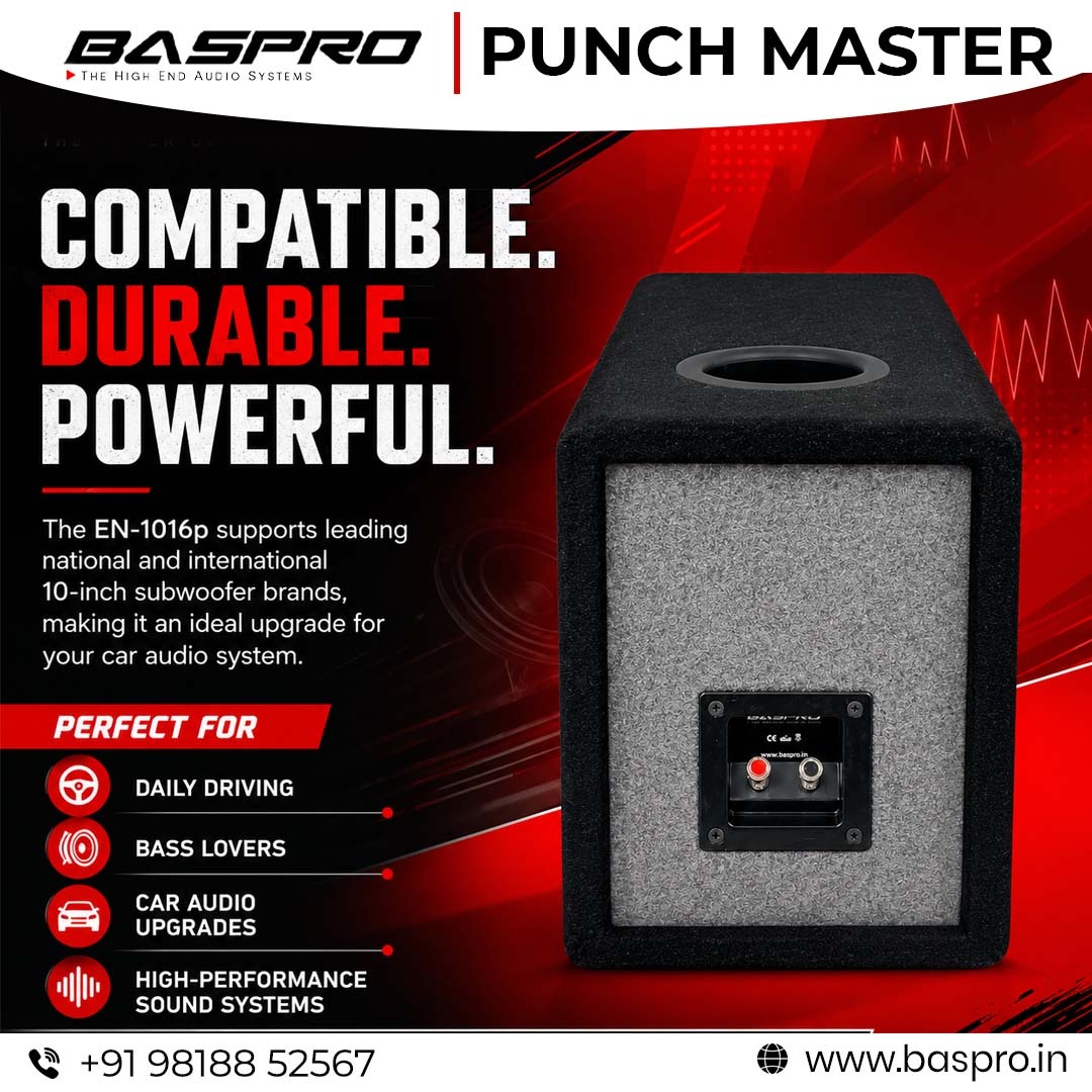 baspro_india's tweet photo. 🔊𝐏𝐨𝐰𝐞𝐫𝐟𝐮𝐥 𝐁𝐚𝐬𝐬. 𝐋𝐨𝐮𝐝𝐞𝐫 𝐒𝐨𝐮𝐧𝐝. 𝐁𝐞𝐭𝐭𝐞𝐫 𝐏𝐞𝐫𝐟𝐨𝐫𝐦𝐚𝐧𝐜𝐞.🚗🔥

Take your car audio to the next level with the BASPRO Punch Master EN-1016P Universal Ported Enclosure Box. https://t.co/zYxUhPeYC3