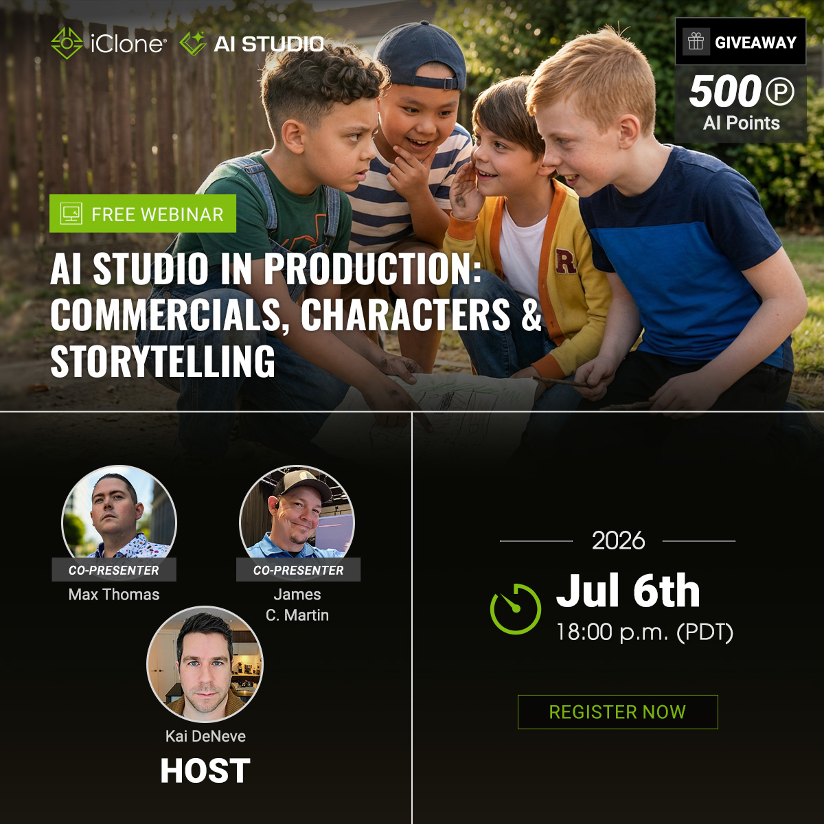 reallusion's tweet photo. Last chance to get 500 AI Points 📣 Create consistent, character-driven content in AI Studio. Learn to craft cohesive stories, branded media, and cinematic scenes with one streamlined workflow. 🧐
➡️ https://t.co/czuBMMLIhl
#3danimation #reallusion #AIActor #AIWorkflow https://t.co/eu8nBUM9Am