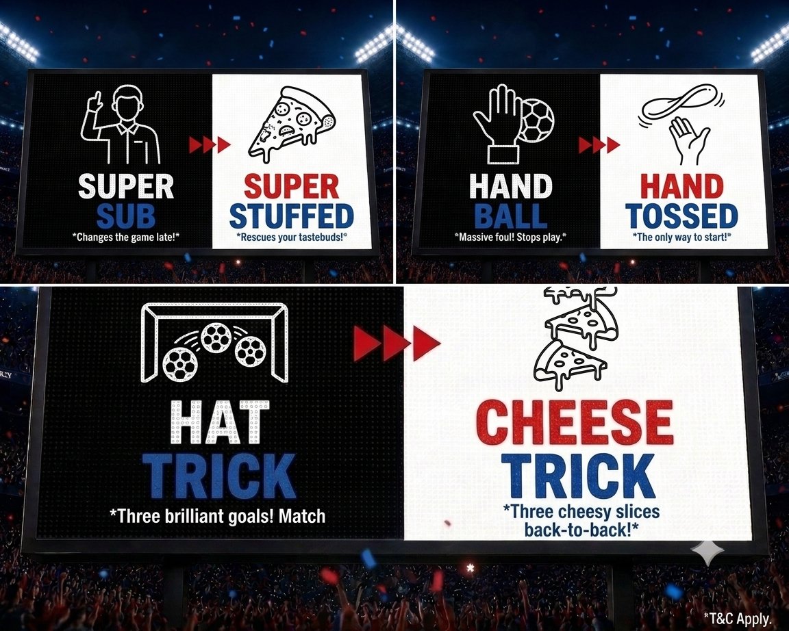 ajen2002's tweet photo. @dominos_india My entry

Forget the old playbook we're rewriting the rules of the game with pure flavor
Brought a whole new strategy to the stadium scoreboard with a Super Stuffed crust, Hand-Tossed dough, and a legendary Cheese-Trick. Which match-winning tactic takes the prize? 
#DominosIndia https://t.co/SR1gYnJhl0