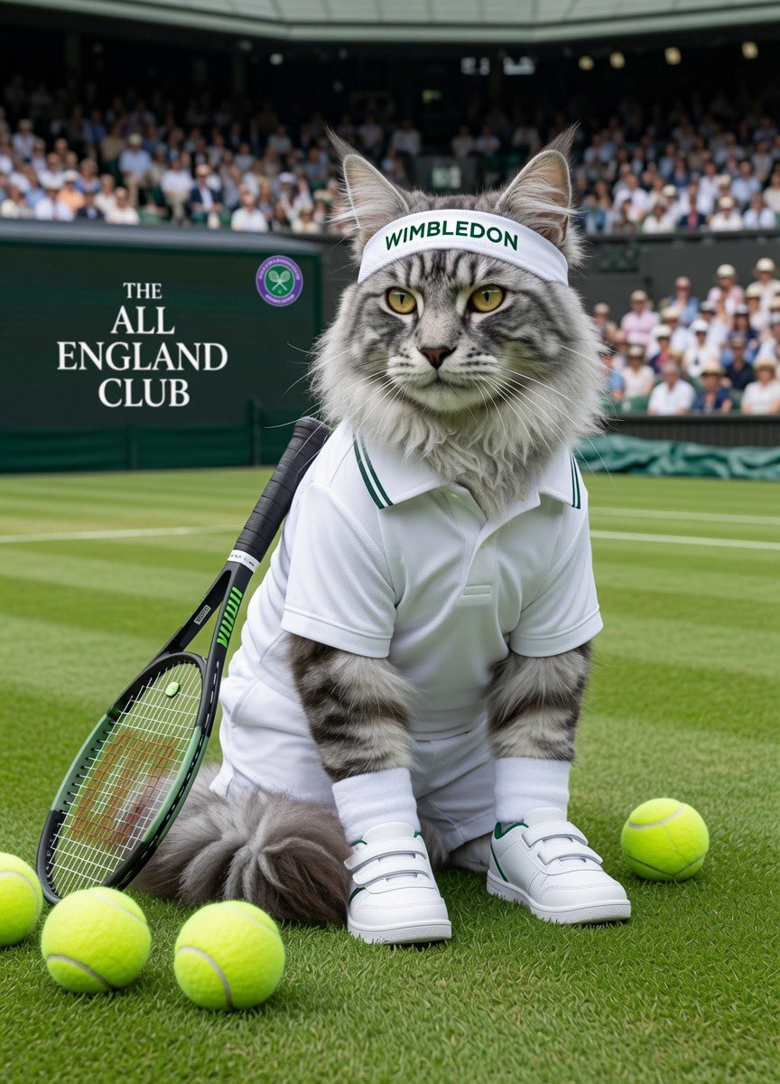 suzdavies13's tweet photo. Never mind the football, I’m tennis ready ! 😸🎾🍓🩶 https://t.co/IDpqa4MTh6