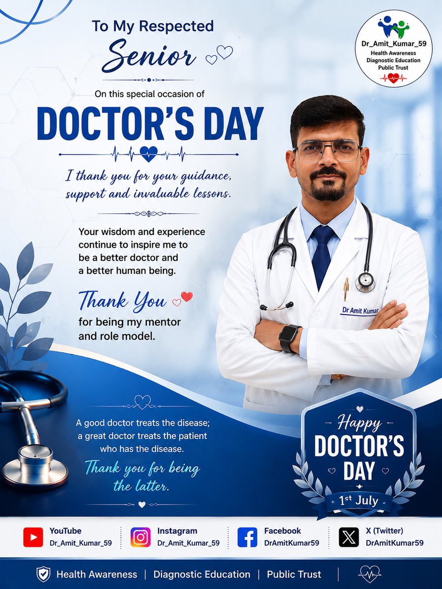 DrAmitKumar59's tweet photo. Happy Doctor's Day ���🎈🎉🙏🥳🎂😊 https://t.co/WGMeVG5Kpc