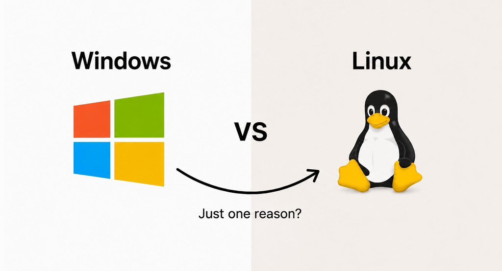 siya_twt_'s tweet photo. I'm a Windows user,

Give me one reason to switch to Linux. https://t.co/uRokkCXNM6