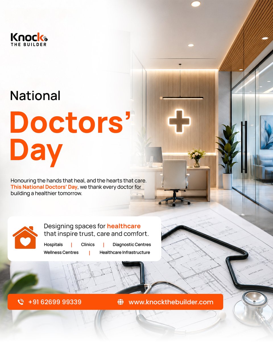 KnockRizwan's tweet photo. This #NationalDoctorsDay, we celebrate the dedication of every doctor committed to improving lives through compassionate care. At #KnockTheBuilder, we create healthcare environments designed to inspire comfort, trust, and healing.

📞 62699 99339 
🌐 https://t.co/tvaZxqw2Rh https://t.co/C7Ir4M7jde