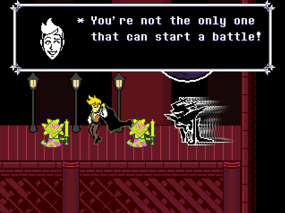 aceofdarts68's tweet photo. God I'm sorry just flowery is so fucking cool man god damn it I can't believe I fucking like him, his wink exposing his colored eyes, his anime theme song, the fact that he spares the floradinn so it doesn't get hurt... HE'S SO FUCKING COOL MAN #deltarune https://t.co/qjp6s6QWOW