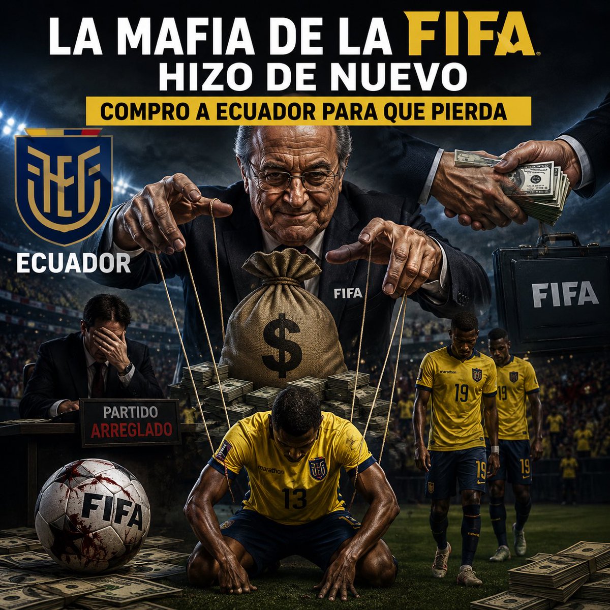 Carlos_crypto85's tweet photo. In my opinion, FIFA didn’t want Ecuador to win. Money, manipulation, marketing, and politics have taken over the beautiful game. Football deserves fairness. 🇪🇨⚽

#Ecuador #LaTri #VamosEcuador #FIFA #WorldCup2026 #Football #Soccer #FairPlay #JusticeForEcuador #RespectEcuador #FootballFans #Sports #FootballCommunity #NoMoreCorruption #Transparency #SupportEcuador #SouthAmerica #LatinoPride #Futbol #Debate