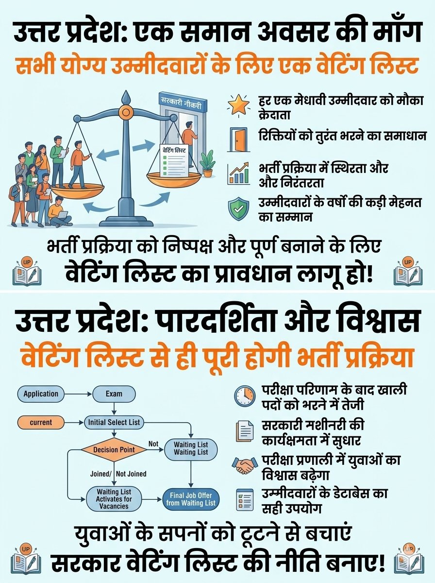 sandeepkurmi011's tweet photo. विज्ञापन से लेकर नियुक्ति तक सालों लग जाते हैं,ऐसे में सीट खाली रहने पर नए सिरे से परीक्षा कराना युवाओं के साथ अन्याय है। @myogiadityanath जी शासनादेश में नियमावली बनाकर #UPSSSC और #UPPRPB को वेटिंग लिस्ट लागू करने का आदेश दें।
#waiting_list_in_upexams
@UPGovt
@BJP4UP
@CMOfficeUP https://t.co/nhPSDySsYm