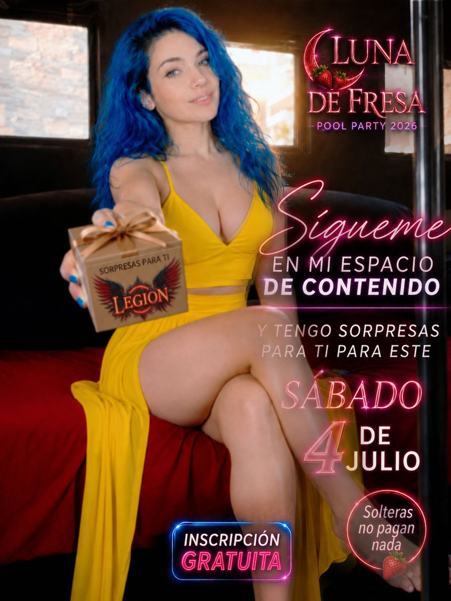 nochedepecado's tweet photo. 🍓🌙 Este sábado 4 de julio nos vemos en Luna de Fresa — Pool Party 2026.

Quiero invitarte a seguirme en mi espacio de contenido, porque durante estos días estaré compartiendo información, dinámicas y algunas sorpresas especiales para quienes estén pendientes. 😈🎁

La idea es vivir una fiesta diferente, con mucha energía, música, baile y una comunidad lista para disfrutar una noche muy especial. 💋🔥

También tendré regalos y beneficios para algunas personas y parejas, así que sígueme, revisa las publicaciones y mantente pendiente para no perderte nada.

🍾 Lleva tus bebidas
👙 No olvides tu traje de baño, porque nos vamos a meter a la alberca
💋 Solteras no pagan nada
La inscripción es gratuita y puedes consultar todos los detalles aquí:
https://t.co/N7mdFWNwSc

📅 Sábado 4 de julio
🍓 Luna de Fresa — Pool Party 2026
😈 Regístrate, participa y prepárate para las sorpresas.