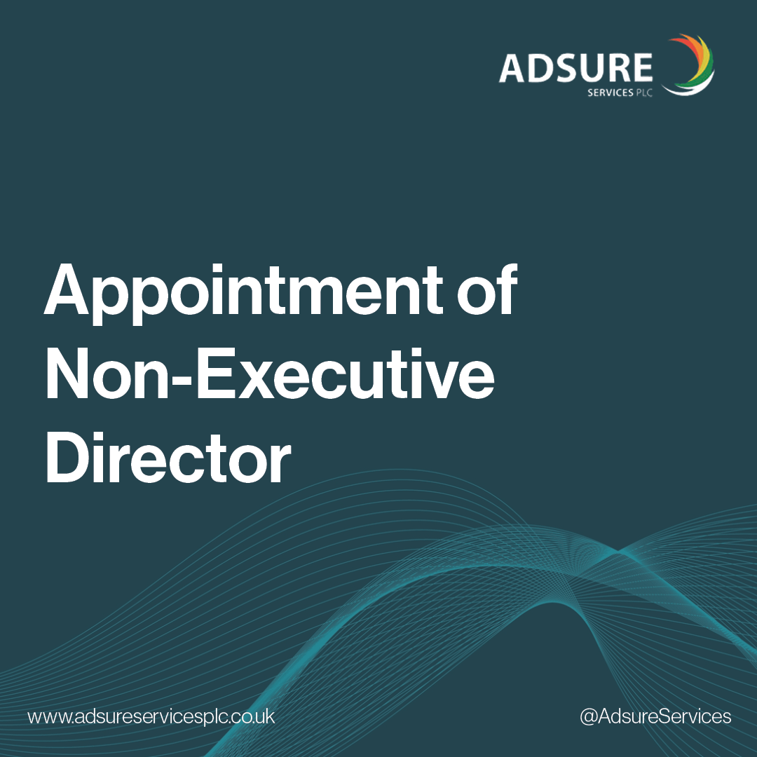 AdsureServices's tweet photo. We've just released the following announcement: Adsure Services PLC - Directorate change

Check out the full announcement and join in with the conversation at: https://t.co/uWeDHn8sYW

#ADS https://t.co/URtYEMBsNQ
