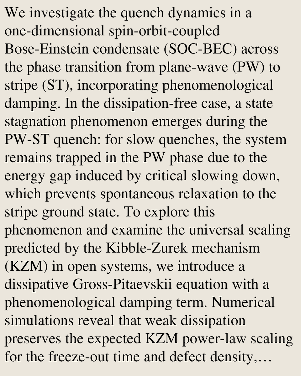 QuantumGases's tweet photo. Deviations beyond the Kibble-Zurek mechanism in a Spin-Orbit-Coupled Bose-Einstein Condensate with phenomenological damping

Jun-Hang Ren, Sheng Liu, Yong-Sheng Zhang
https://t.co/2B7lOKROiz [𝚌𝚘𝚗𝚍-𝚖𝚊𝚝.𝚚𝚞𝚊𝚗𝚝-𝚐𝚊𝚜] https://t.co/lFDS6cHVex