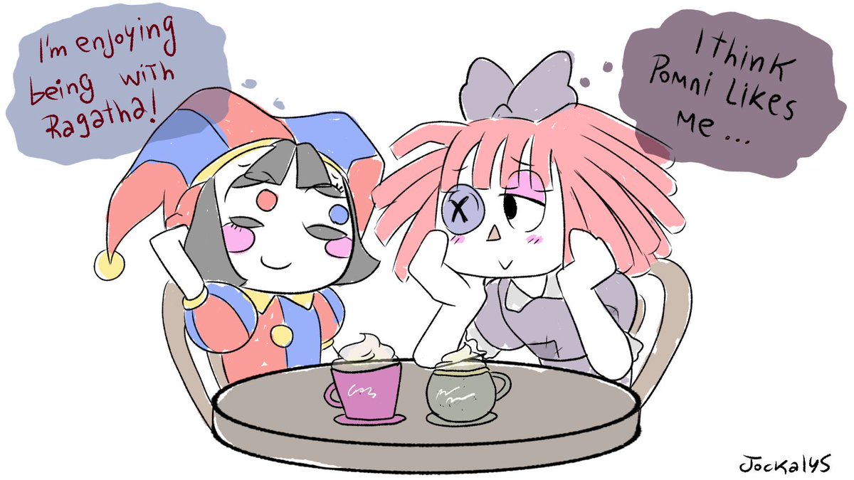 jockalysdraws's tweet photo. They are dating Definitely! (1/3)
#tadc #ragapom #jesterdoll #buttonblossom #funnydoll #ragatha #pomni #glitch #theamazingdigitalcircus https://t.co/yYK2tNnoik