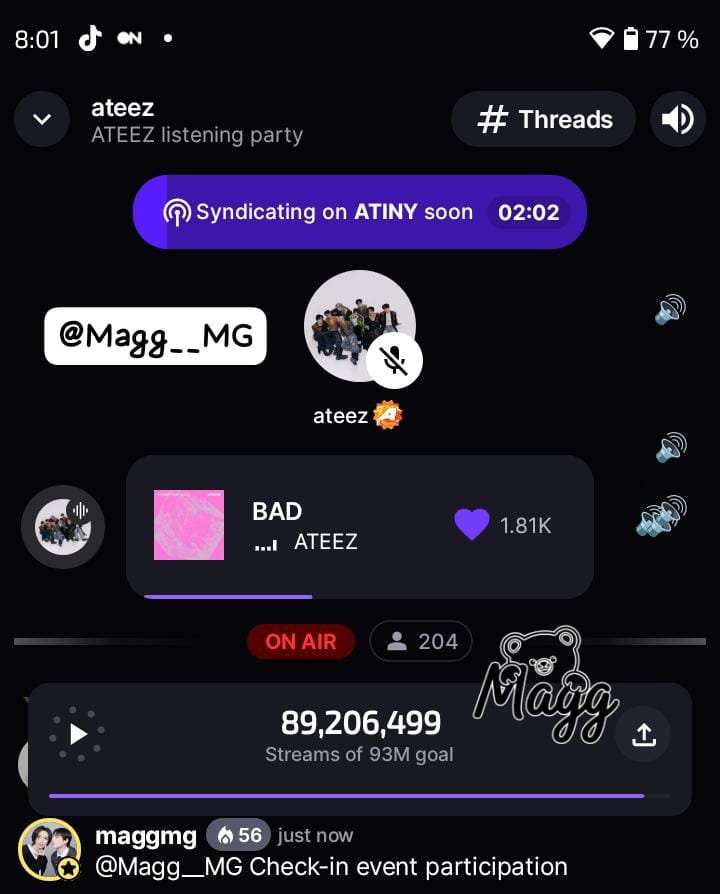 Magg__MG's tweet photo. Día 5

#ATEEZ #에이티즈
#GOLDENHOUR #GOLDENHOUR_Part5 #BAD
#BADListeningParty https://t.co/ioUbZBkqKg