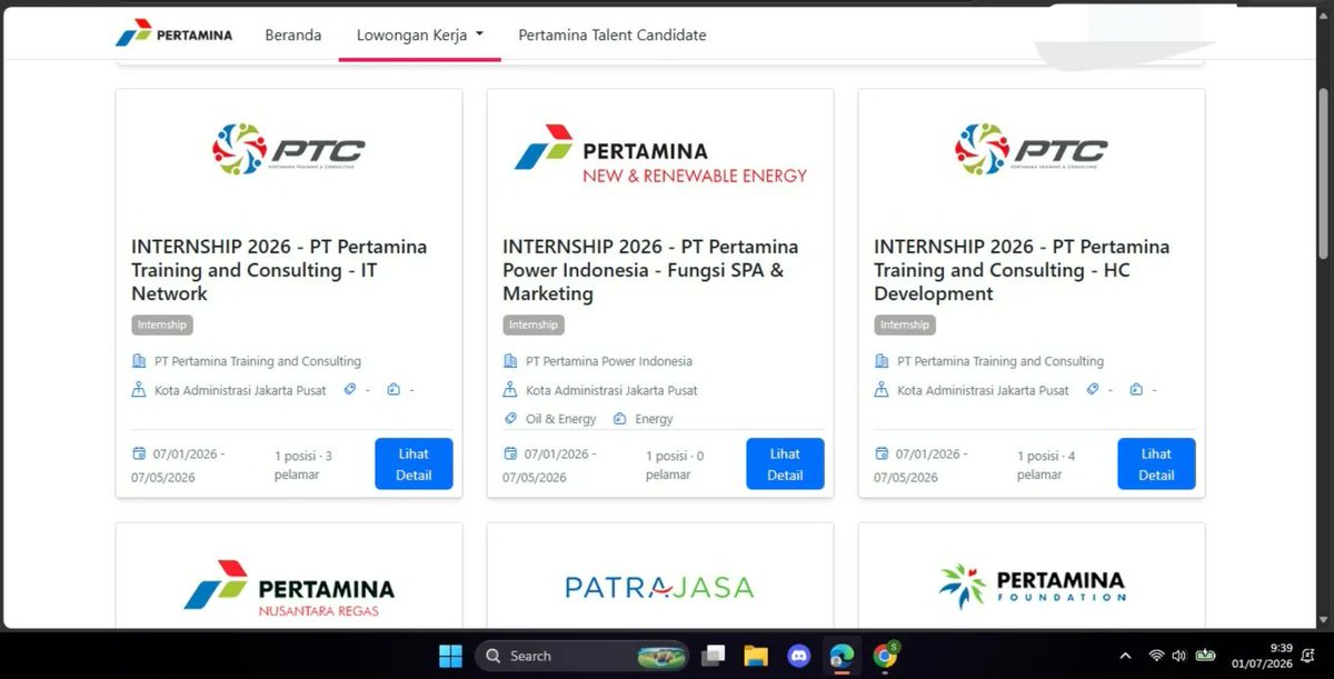 Mahasiswatingka's tweet photo. Buat yang lagi nyari internship pertamina sudah open.

FYI guys ternyata max usia 26 tahun

cc : parmanman_ https://t.co/eMk9yvaybx