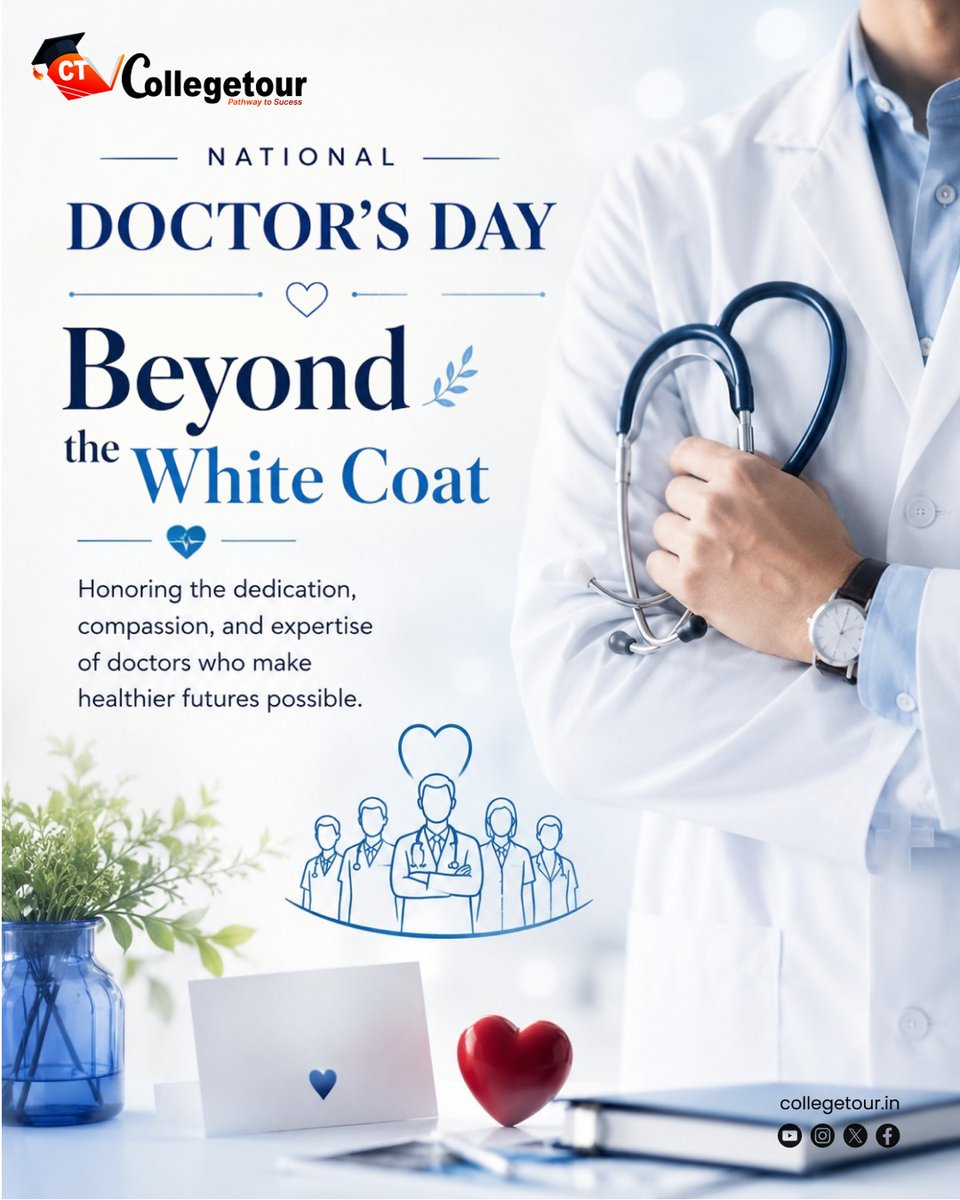 collegetour0's tweet photo. Behind every healthier tomorrow is a doctor who chose to serve with knowledge, compassion, and courage.
This National Doctors' Day, CollegeTour salutes every doctor making a difference and every aspiring medical professional working toward that calling.
#NationalDoctorsDay https://t.co/lZWth1J5Eg