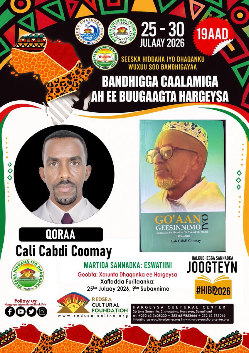 HargeysaBF's tweet photo. Not only young people but established writers continue reflecting on issues that matter today in #Somaliland.
#HIBF2026 @HargeysaCC @JamaMusse https://t.co/imayvVcLxq