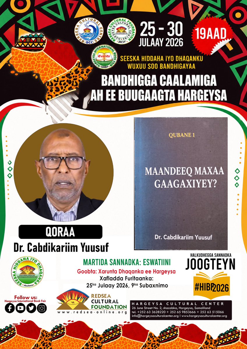 HargeysaBF's tweet photo. Not only young people but established writers continue reflecting on issues that matter today in #Somaliland.
#HIBF2026 @HargeysaCC @JamaMusse https://t.co/imayvVcLxq