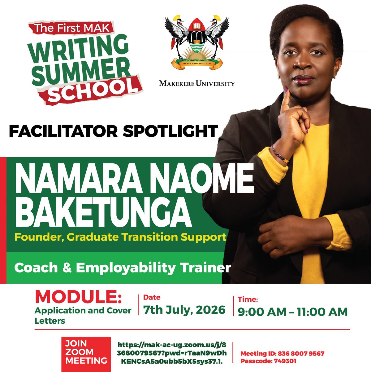 KwikirizaNova's tweet photo. Hallo all gallant finalist graduates in Uganda 

Makerere University (@Makerere )
Has organised a writing summer session and our own  
@NamaraN9 is among the facilitators. 

Dear graduates,
follow through on this important life changing session and follow @NamaraN9 for more details