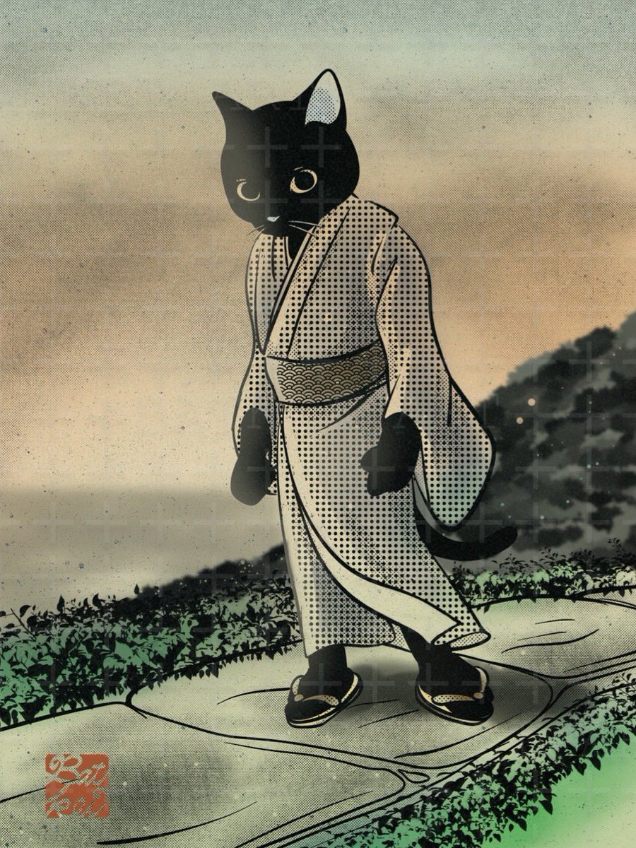BATKEIART's tweet photo. 🐱✨和装 by BATKEIART 

最後に着物を着たのっていつだろう…

２０歳にお祭りに行った浴衣かな…
ああ、忘れてた
従姉妹の結婚式に留袖着たっけ…

#イラスト #illustration #cat #猫 #黒猫 https://t.co/PeAR2Zwlbu