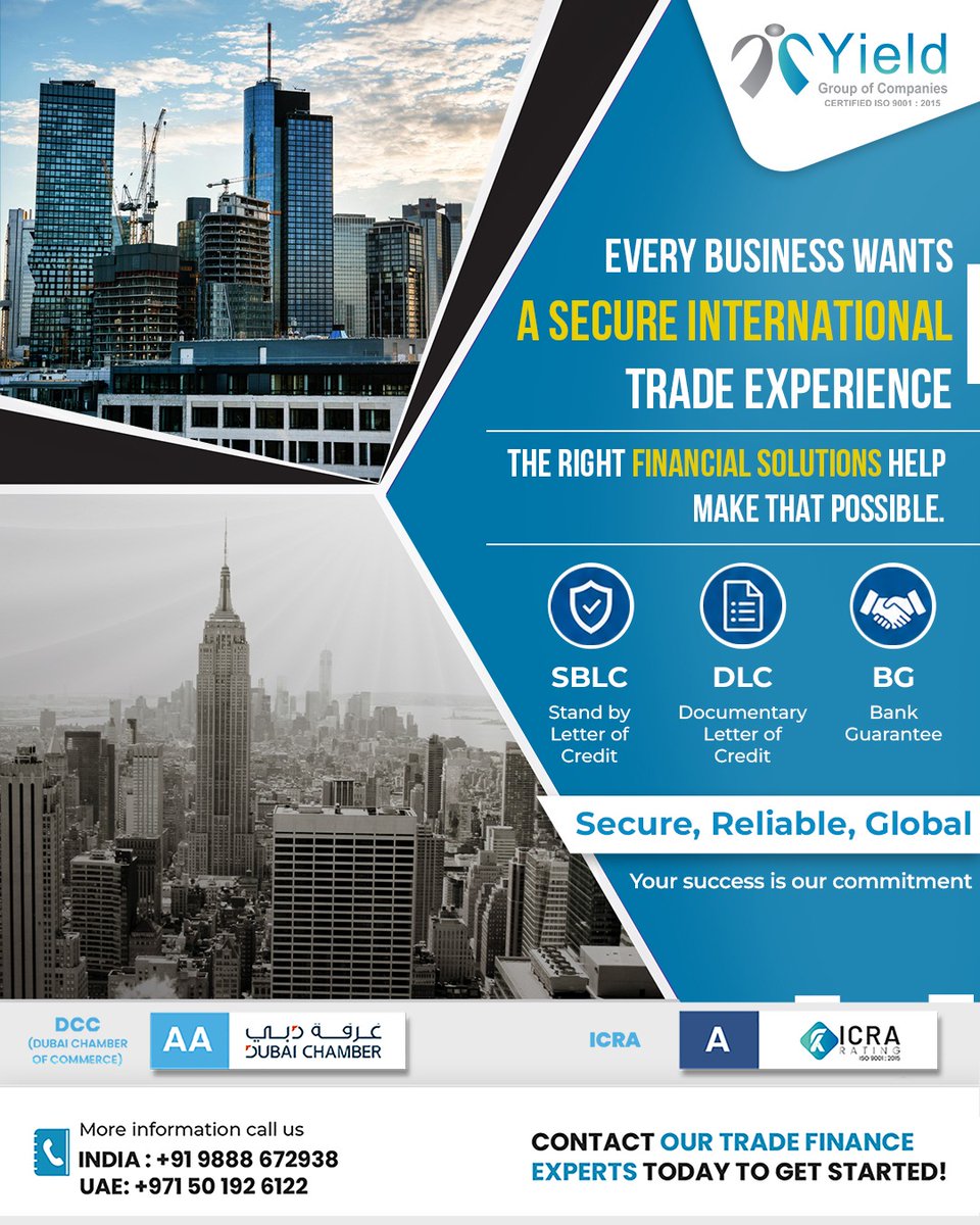 Yield4Finance's tweet photo. Expanding internationally? Minimize risk and maximize opportunities with reliable trade finance solutions. SBLC | DLC | BG
INDIA: +919888672938 | UK: +44 7749885797 | UAE: +971 501926122 
🌐 Visit: https://t.co/XHjhZUmh9h
 WhatsApp: https://t.co/oZ2RTrEjr5
#TradeFinance #SBLC https://t.co/WNqllyaWQo