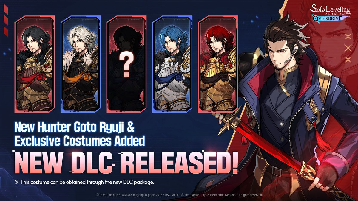 SLA_OVERDRIVE's tweet photo. The battlefield veteran, Ryuji Goto is here.🔥

Haven't checked out his fresh new look yet? 
Get the special DLC now and score the new character plus 6 epic costumes in one go !

⬇️Check it out now!
Steam: https://t.co/GYiMHyPjGV
Xbox on PC: https://t.co/M3TOiLbJIs

#SoloLevelingARISEOVERDRIVE #SLAO #GotoRyuji