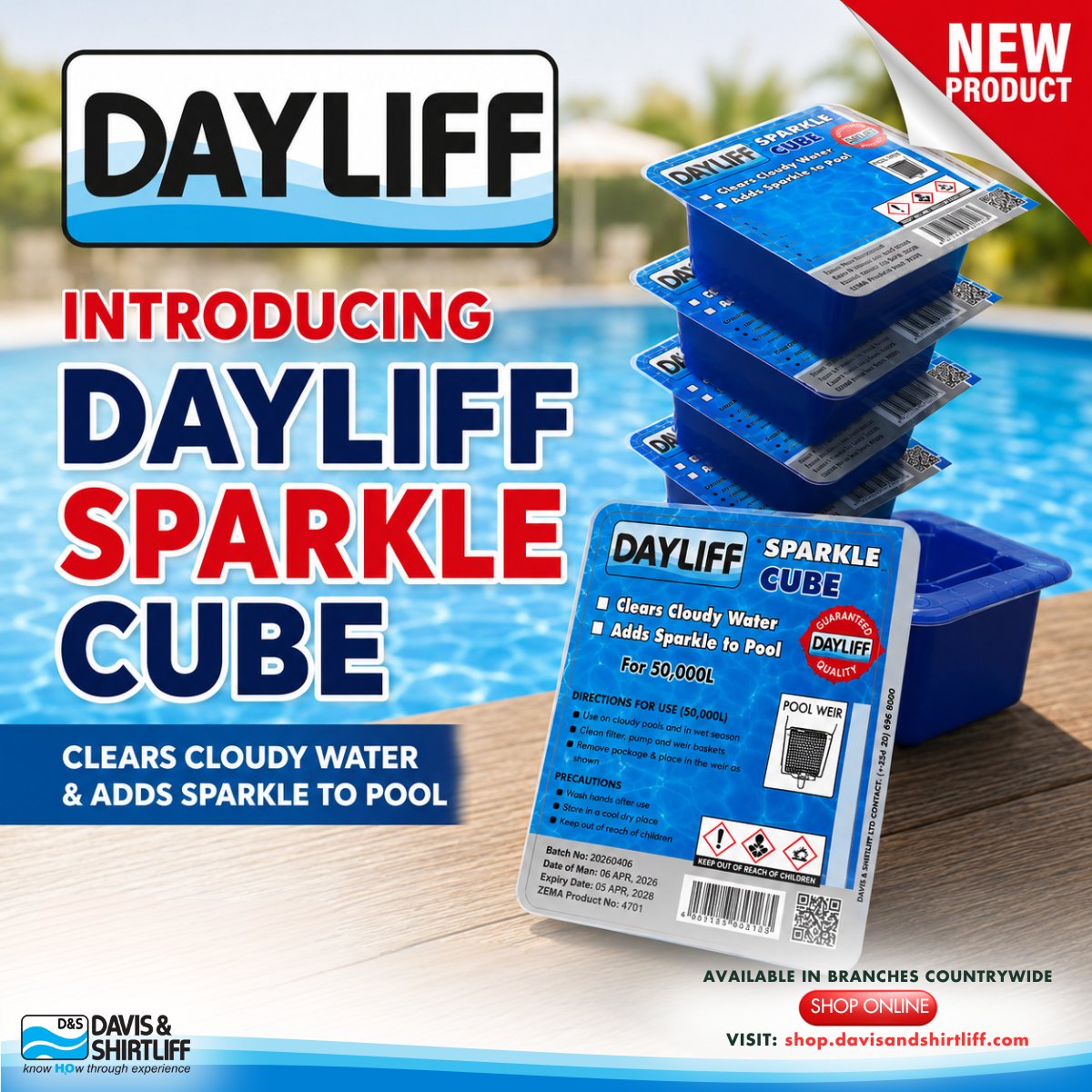 DavisShirtliff's tweet photo. Introducing the NEW Dayliff Sparkle Cube!

Keep your pool crystal clear, especially during the cold season. Place the cube in your pool's weir basket to clear cloudy water and restore sparkle. Available for only KES 500/-.

Shop now: https://t.co/VareM2g9va

#PoolCare https://t.co/2NMdgAqJk1
