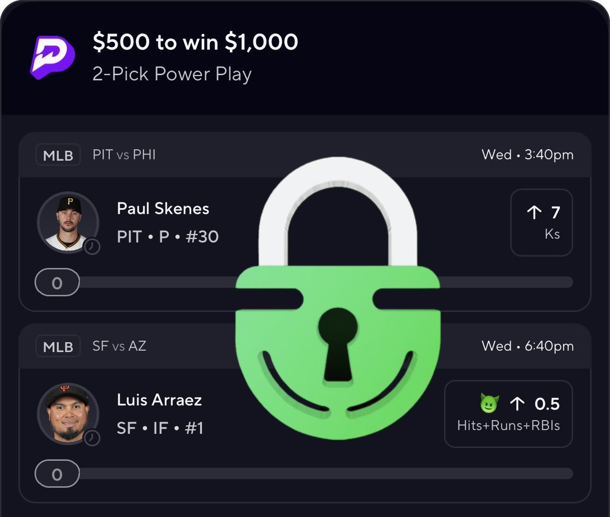 LevsLocks's tweet photo. MLB POTD ⚾️ If my parlay hits, I’ll send $50 via Cash App to one lucky person who likes and retweets this tweet! 🔥 Must like and retweet to enter. Let’s eat! 🍽️

#MLB #PrizePicks #Betting https://t.co/uoIocHb30z