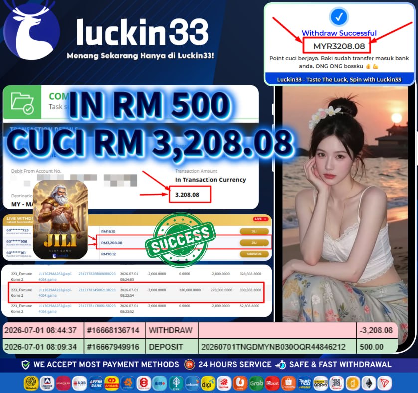 luckin33channel's tweet photo. 🔥 BIG WIN, BIG WITHDAW! 🔥
RM 3,208.08 berjaya dikeluarkan!

⚡ Deposit mudah
⚡ Withdraw pantas

🎯 Cubalah nasib anda hari ini!

🎉Luckin33
Join US now! >>>
Link  >>> https://t.co/8Xnikrc4Bb

#LUCKIN33 #CASINO #ONLINEGAME #SLOTGAME #LIVEGAME https://t.co/frZ6WhZlYa