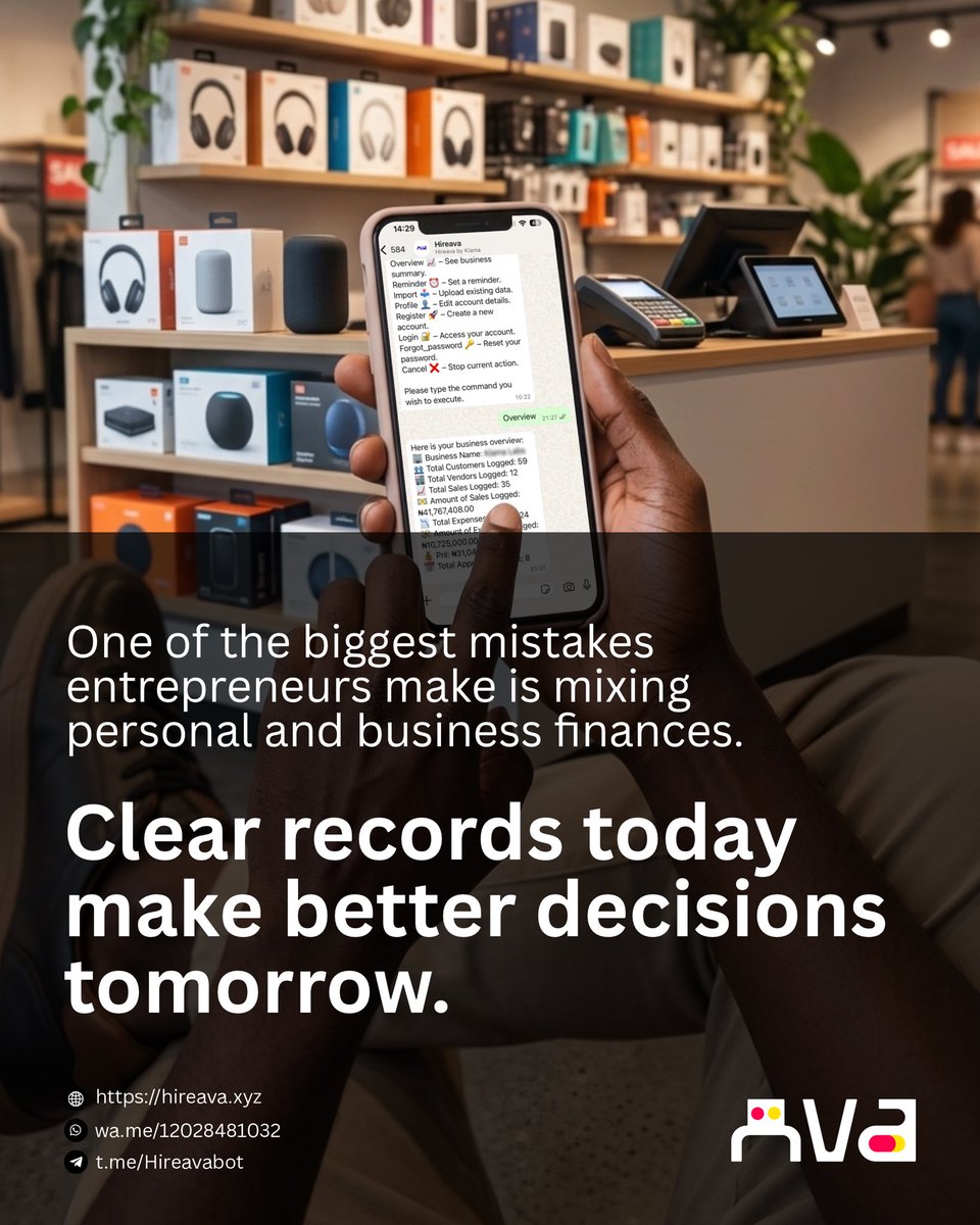AvaSuite's tweet photo. Don’t mix personal and business money. Every transfer you can’t explain becomes a problem later. Separate your finances, track every transaction, and stay in control with Ava Books.

Get started with Ava Books https://t.co/vVTb10aSwO https://t.co/KuF5cyimuz