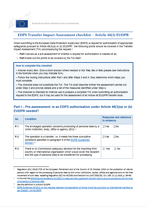 ISMSForum's tweet photo. #ProtecciónDeDatos 🛡️ | El @EU_EDPS recuerda que la Transfer Impact Assessment (TIA) es clave en transferencias internacionales.

⚖️ No basta elegir base jurídica, hay que valorar protección efectiva y medidas.

Accede al documento 🔗 https://t.co/6UgiHVYGin

#RGPD #ISMSForum https://t.co/lprH6zHq7L