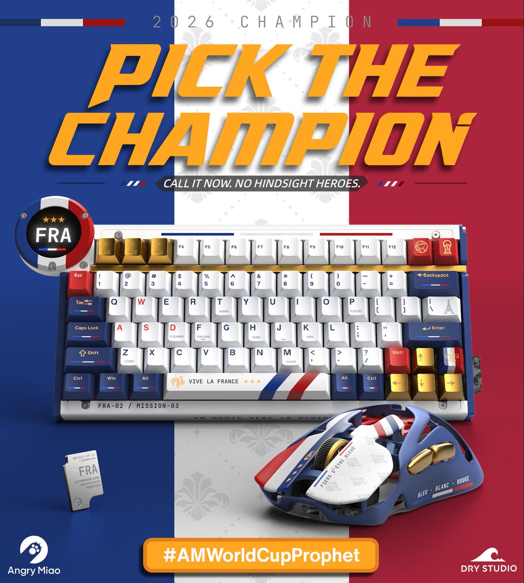Angry_Miao's tweet photo. We made a poster for Germany, but the prediction didn’t exactly age well. 😅
After a quick office debate, our resident football fan backed France 🇫🇷🏆
And soon, it’ll be your turn to make the call.
The #AMWorldCupProphet prediction event is coming!
#worldcup #Fifaworldcup2026 https://t.co/2PSp24aggj