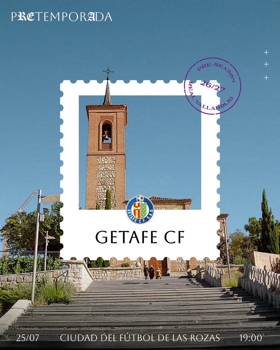 realvalladolid's tweet photo. ⚽️ El @GetafeCF será nuestro primer rival de la temporada en Las Rozas, seguido del @CDCORIA en Los Ángeles de San Rafael, donde nos concentraremos del 26 al 31 de julio https://t.co/EPCR99iuYi