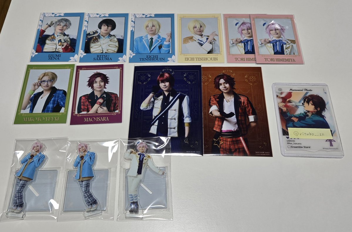 rituko__22's tweet photo. 【交換】あんステ 返礼祭 レクイエム ランダム チェキ アクスタ 特典

【譲】泉凛月司英智桃李真真緒

【求】チェキ:嵐(返礼祭) 凛月(ユニット衣装)
特典:レオ 凛月
アクスタ:レオ(返礼祭) 嵐 凛月(ユニット衣装)

郵送のみ、ツイフィあり
コンプ目的で友人分で求めております。よろしくお願いします🙇‍♀️ https://t.co/Eue3AWd9rh