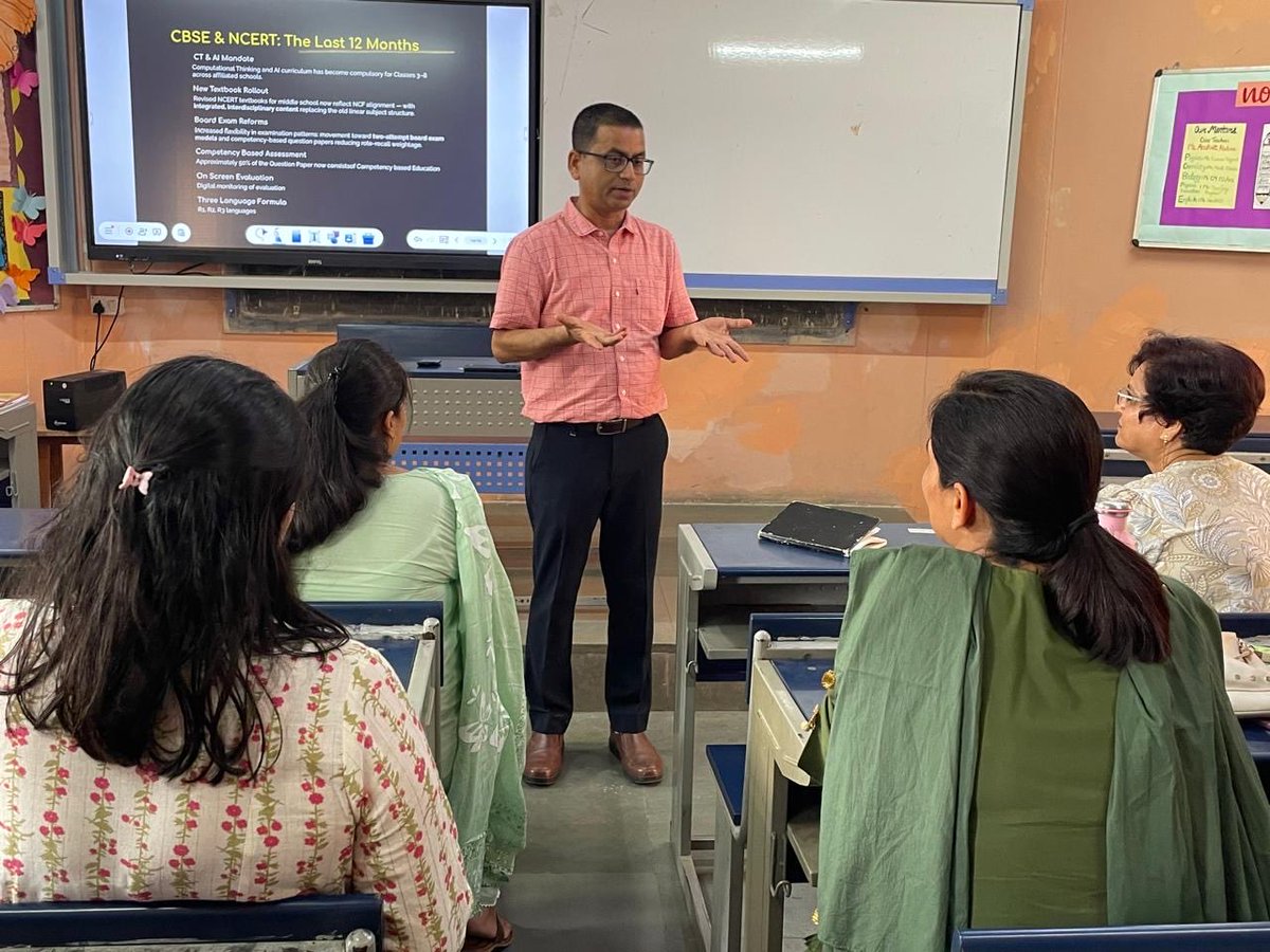 DwarkaSec10SoSE's tweet photo. A session on 'Strategies for Academic Excellence 2026–27' was conducted for the Language teachers. The session highlighted competency-based teaching, learning and assessment, digital pedagogy, and computational thinking . Chaired by the Principal and facilitated by the AEC. https://t.co/gaoee1qWlC