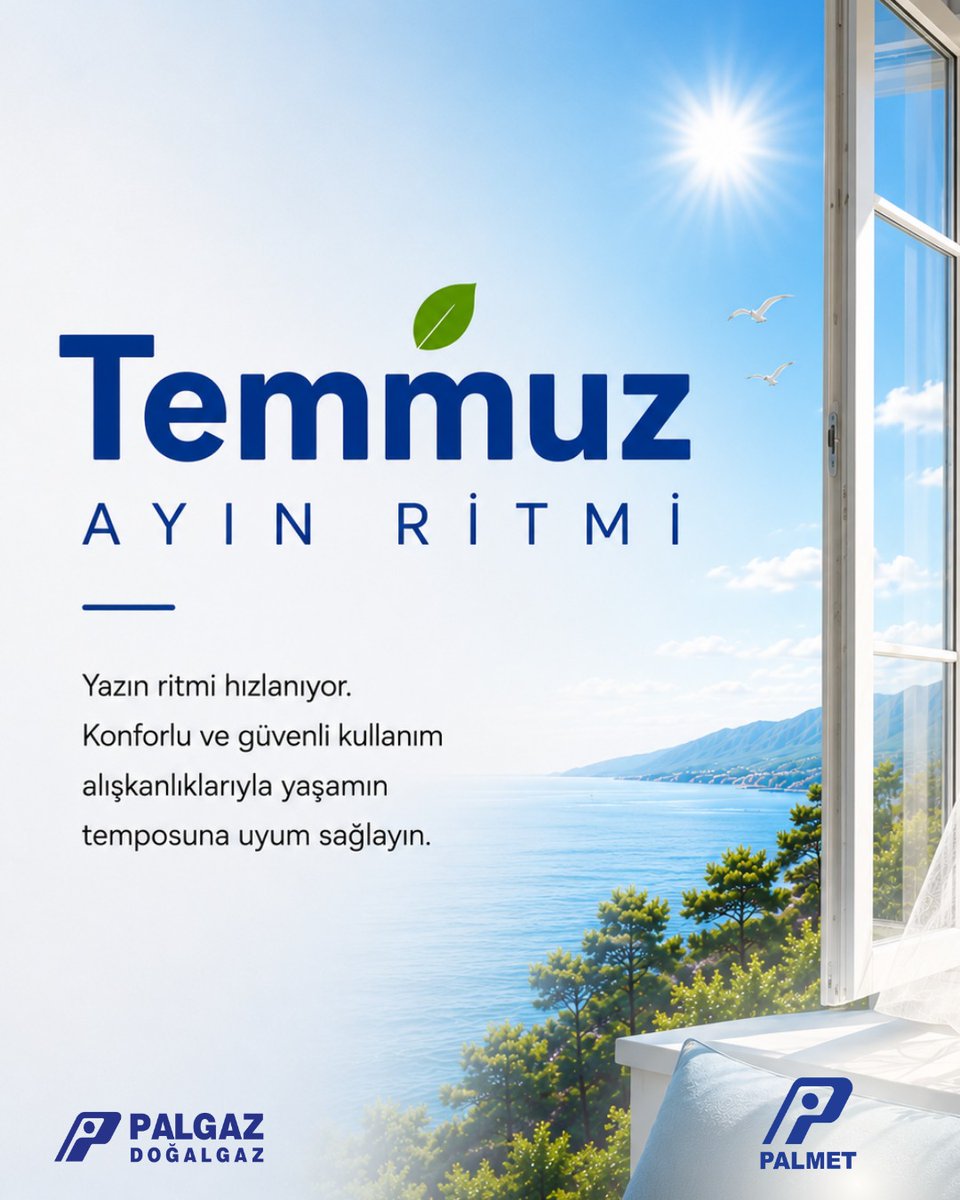 palgazdogalgaz's tweet photo. Temmuz, yazın temposunun en çok hissedildiği dönemlerden biri. ☀️ 

Evlerin daha sık havalandırıldığı, açık alanlarda geçirilen zamanın arttığı bu dönemde, güvenli ve konforlu doğal gaz kullanımı için basit kontrolleri ihmal etmemek önem taşıyor. https://t.co/AQ0kjhrvE2