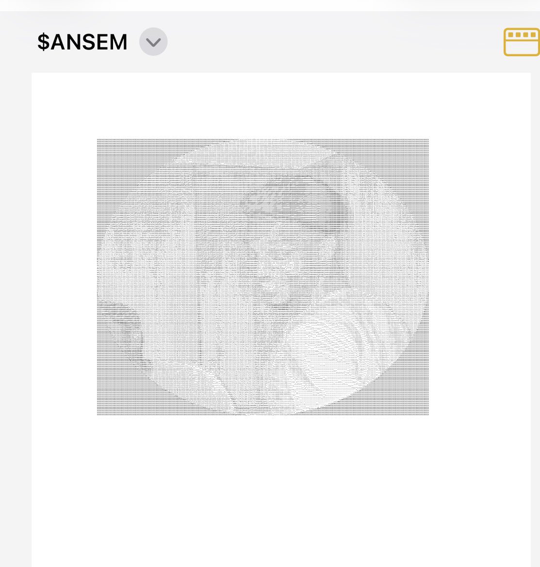 mellst_cm's tweet photo. IQ TEST 🧠

Hey, $ANSEM community! This took me 24 hours to complete. I sacrificed a night’s sleep because I wanted to challenge myself to create something unique and creative for the community.

After hours of work, I finally recreated @blknoiz06 using nothing but keyboard characters (ASCII text art). I’m proud of how it turned out, and I hope you all like it!

Way to $1B! 🚀 Let’s go!
