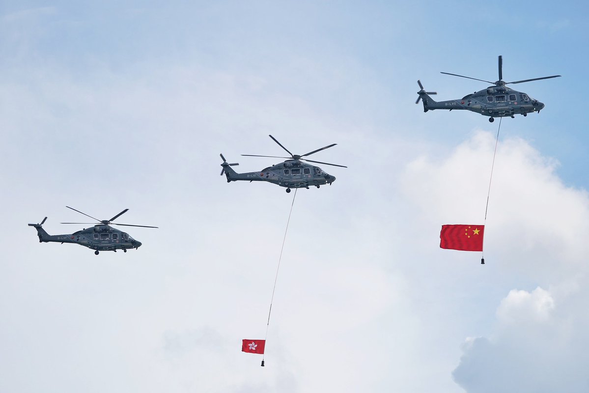 SpoxCHN_MaoNing's tweet photo. Today marks the 29th anniversary of Hong Kong’s return to China. 

The government of the Hong Kong Special Administrative Region held a flag-raising ceremony. Hong Kong’s first astronaut Lai Ka-ying displayed the Regional Flag of Hong Kong inside China’s space station, sending her best wishes from space. 

As Hong Kong rides the tide of national development, its tomorrow will be even brighter!