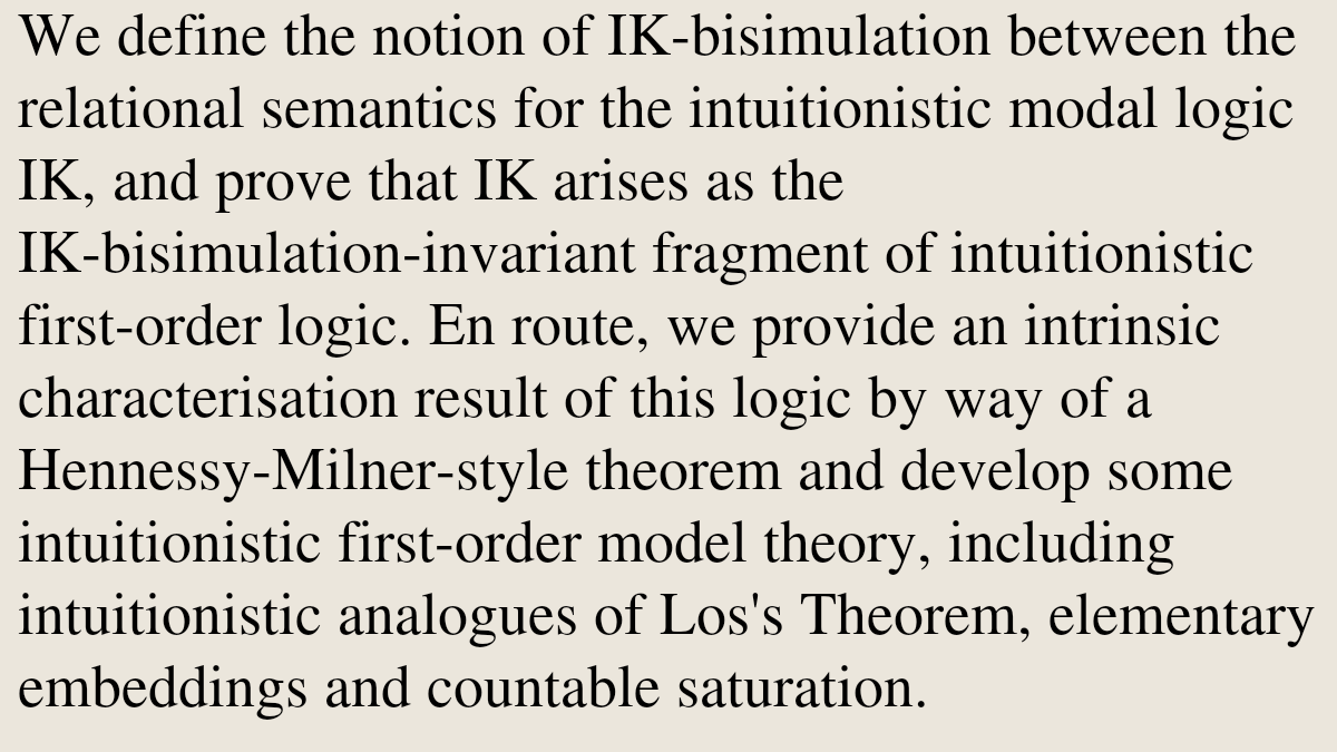 PRWT's tweet photo. Intuitionistic K is a Bisimulation-Invariant Fragment of Intuitionistic First-Order Logic

Jim de Groot, João Marcos, Rodrigo Stefanes
https://t.co/vuOsJU6z2G [𝚖𝚊𝚝𝚑.𝙻𝙾 𝚌𝚜.𝙻𝙾] https://t.co/RP7TFIZ65A