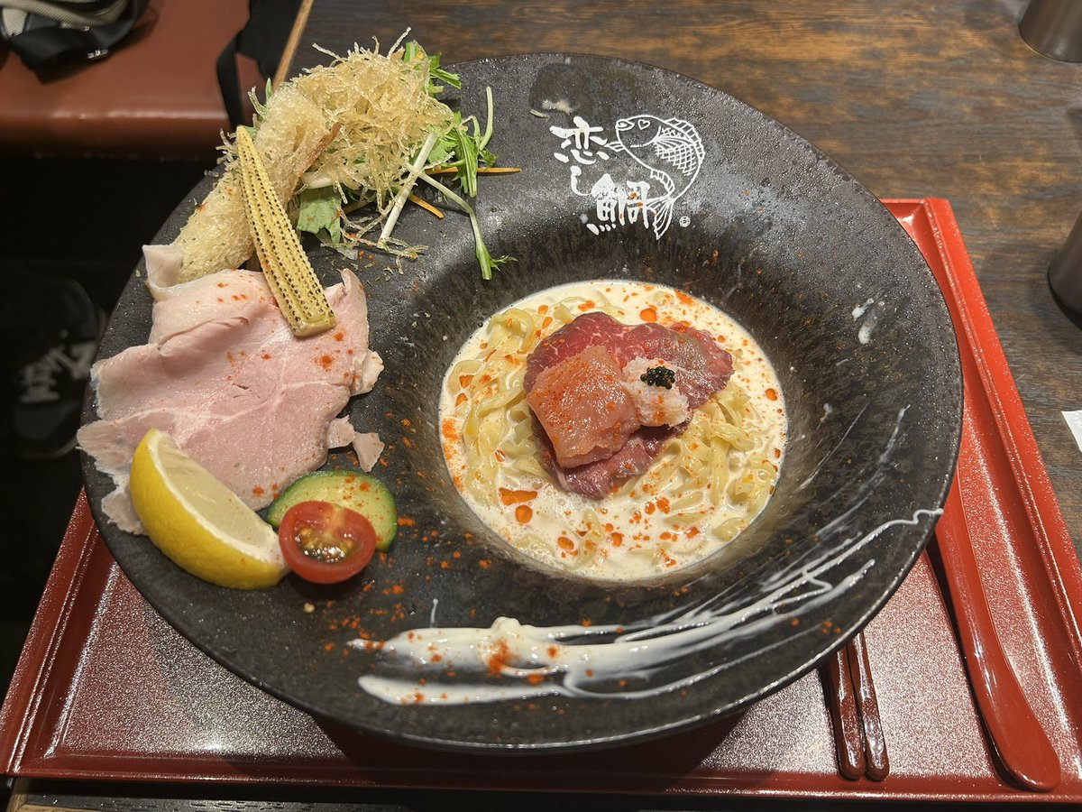 eliotto_762's tweet photo. 鯛担麺　恋し鯛
冷やし蟹明太クリームうまうま https://t.co/VZ9y5Yih36