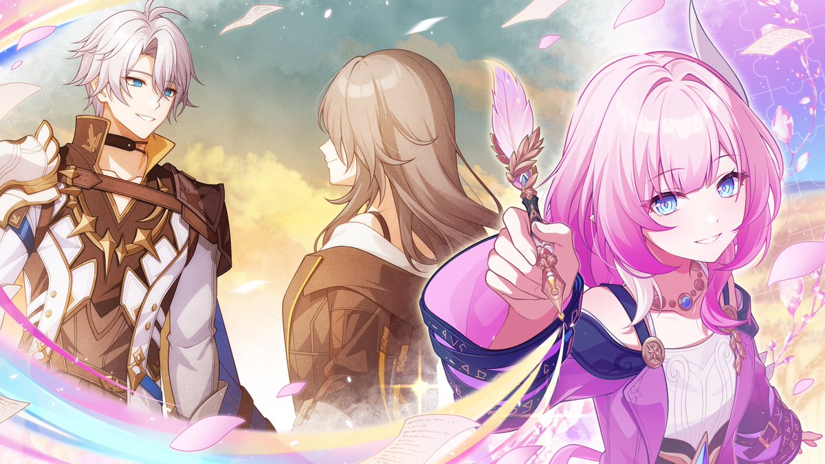 HoYoLAB_Mimo's tweet photo. [UGC Event] The Worldbearer, the Deliverer
And the one who stirred the ripples.

Turn this eternal page together,
Let it dance among the stars on pink petals.

Begin your tale in HoYoLAB Phainon Character Channel Event
07.02
Event: @HoYoLAB_Minsan
Art: @marumaru_wanwan https://t.co/hOYNiJclMU