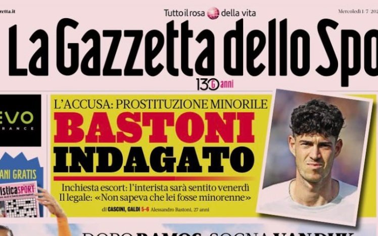 Fabio_Wallys's tweet photo. La Gazzetta non lascia nulla al caso:
1) Scritta in rossonero (richiamo al Milan)
2) Bastoni con maglietta bianca
3) Scritta "prostituzione minorile" in piccolo
Ci hanno passato ore a rifletterci.
"Cheerleading" alla massima potenza. https://t.co/STtllbn1X4