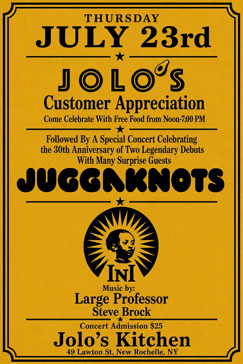 HEVnamedMeGRAP's tweet photo. InI has a show in New Rochelle, NY on Haile Selassie's borndayπβ€ππ...we will be rocking with the legendary @juggaknots π€πΆπͺπΎπ...come out, get some great food (for freeπ€) and hear some DOPE music!! $25 to get in. #TheGiveback #RasTafari #FamilyTime #INI30 #TheJugs https://t.co/5Z1S8qZQjP