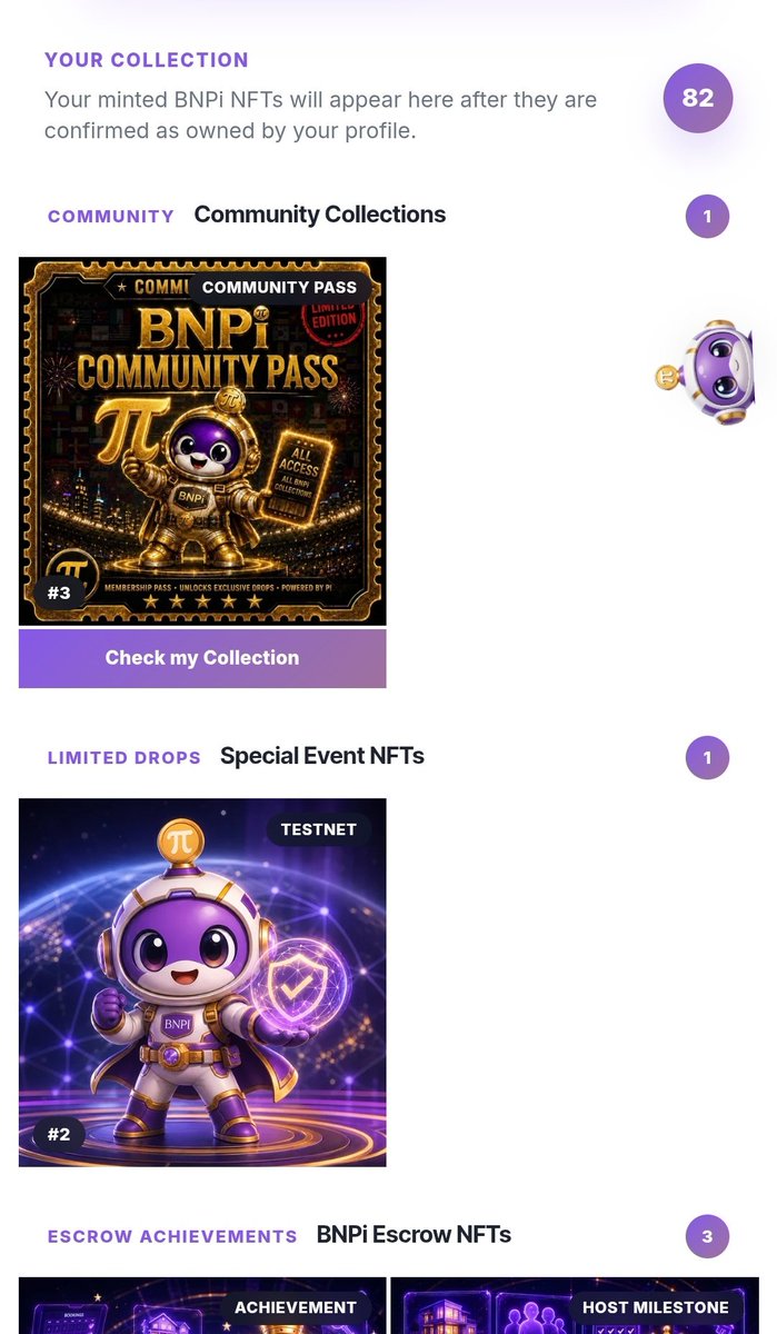 okere_eberechi's tweet photo. The new BNPi NFT Collection redesign looks ๐ฅ. Much cleaner, easier to navigate, and it really showcases every achievement.
Just checked mine... 82 NFTs and still collecting! ๐ Every NFT tells a story of participation and consistency in the BNPi ecosystem.๐๐
#BNPi #NFT #PiNetwork #Web3