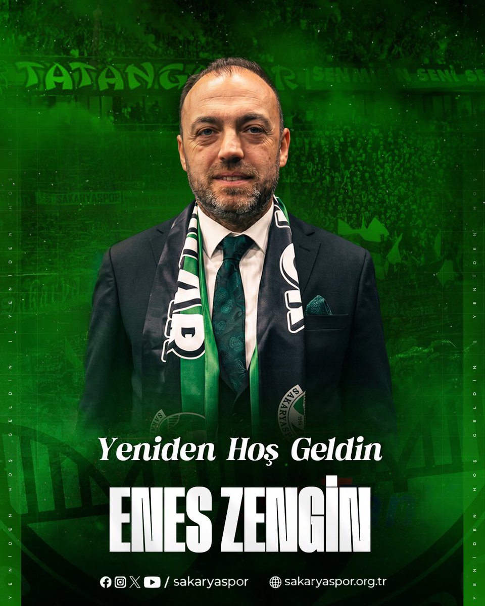 Sakaryaspor's tweet photo. Bugün gerçekleştirilen Olağan Genel Kurul sonucunda Enes Zengin kulübümüzün 48’inci başkanı seçilmiştir.

Yeniden hoş geldin Enes Zengin! https://t.co/mfS1uoKSZI