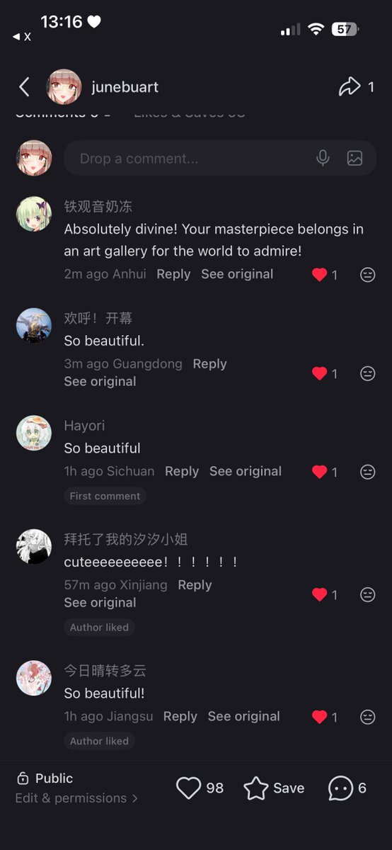 JunebuRambles's tweet photo. I shouldve started posting earlier on rednote bro these comments are single handedly making my day https://t.co/IXIcckgWX2