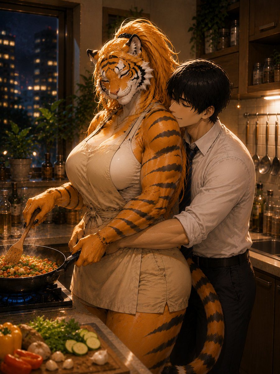 BushituAnkoku's tweet photo. ただいま～今日の夕食は何かな？
ちょっとヤメテよ、もうすぐできるから💕
#Furry #Kemono https://t.co/oHkQqUIF9Q